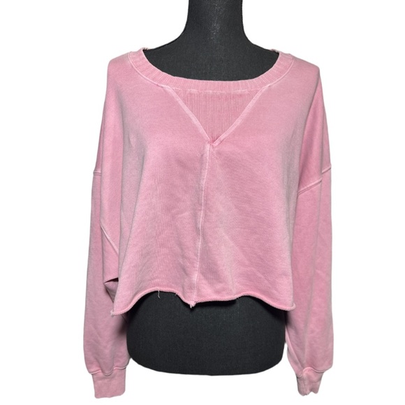 Peach Love Slouchy Cropped Sweatshirt size Small - Picture 1 of 6